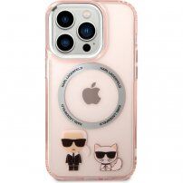 Karl Lagerfeld Karl and Choupette kryt s MagSafe pre iPhone 14 Pro Max - ružový