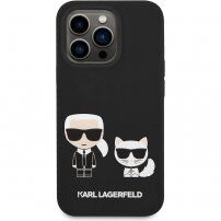 Karl Lagerfeld Karl and Choupette silikónový kryt s MagSafe pre iPhone 14 Pro Max - čierny