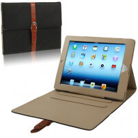 Luxusné puzdro z PU kože s prackou pre Apple iPad 4 / 3 / 2 – čierne