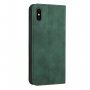Kožené flipové puzdro so vzorom pre iPhone XS Max - tmavozelené