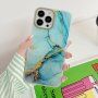 Ochranný mramorový kryt pre iPhone 14 Pro Max - tyrkysový