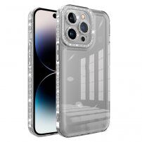 Transparentný kryt s diamantovým efektom pre iPhone 14 Pro - sivý