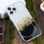 Transparentný mramorový kryt s kamienkami pre iPhone 14 Pro Max - čierny