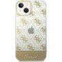 Guess Peony Glitter Script Logo kryt pre iPhone 14 - zlatý