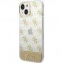 Guess Peony Glitter Script Logo kryt pre iPhone 14 - zlatý