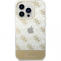 Guess Peony Glitter Script Logo kryt pre iPhone 14 Pro - zlatý
