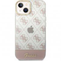Guess Peony Glitter Script Logo kryt pre iPhone 14 - ružový