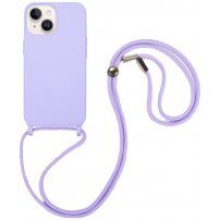 Silikónový kryt so šnúrkou pre iPhone 13 - fialový