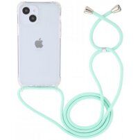 Transparentný kryt so šnúrkou pre iPhone 13 mini - tyrkysový