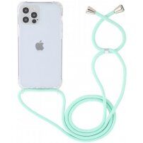 Transparentný kryt so šnúrkou pre iPhone 14 Pro - tyrkysový