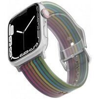 Matný priesvitný silikónový remienok s prúžkami pre Apple Watch 42mm / 41mm / 40mm / 38mm - čierny