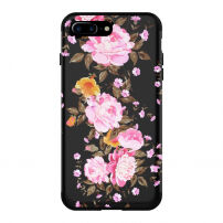 Superodolné puzdro pre Apple iPhone 7 Plus/8 Plus – čierne s kvetinami