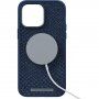 NJORD kryt z lososej kože s MagSafe pre iPhone 14 Pro Max - tmavomodrý