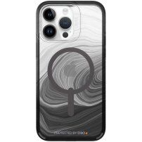 GEAR4 D3O Milan Snap Black Swirl transparentný kryt s MagSafe pre iPhone 14 Pro Max - čierny