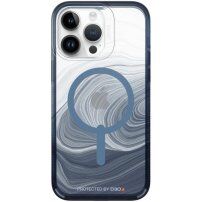 GEAR4 D3O Milan Snap Blue Swirl transparentný kryt s MagSafe pre iPhone 14 Pro Max - modrý