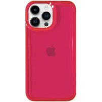 Transparentný odolný Armor kryt pre iPhone 14 Pro Max - neónovo ružový