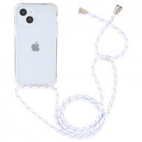 Transparentný kryt so šnúrkou pre iPhone 13 - bielozlatý