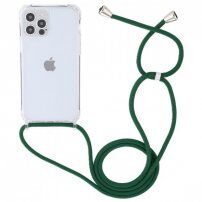 Transparentný kryt so šnúrkou pre iPhone 13 Pro Max - tmavozelený