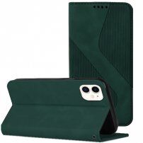 Kožené flipové puzdro so vzorom pre iPhone 12 / 12 Pro - tmavozelené