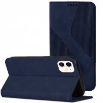 Kožené flipové puzdro so vzorom pre iPhone 12 / 12 Pro - tmavomodré