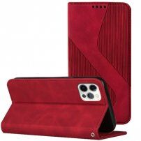 Kožené flipové puzdro so vzorom pre iPhone 12 Pro Max - červené