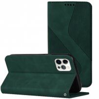 Kožené flipové puzdro so vzorom pre iPhone 12 Pro Max - tmavozelené