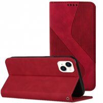 Kožené flipové puzdro so vzorom pre iPhone 13 mini - červené