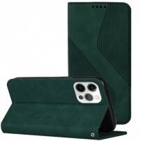 Kožené flipové puzdro so vzorom pre iPhone 13 Pro Max - tmavozelené