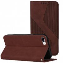Kožené flipové puzdro so vzorom pre iPhone 7 Plus / 8 Plus - hnedé