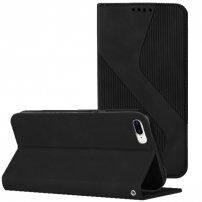 Kožené flipové puzdro so vzorom pre iPhone 7 Plus / 8 Plus - čierne