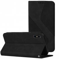 Kožené flipové puzdro so vzorom pre iPhone X / XS - čierne