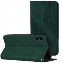 Kožené flipové puzdro so vzorom pre iPhone XS Max - tmavozelené