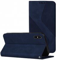 Kožené flipové puzdro so vzorom pre iPhone XS Max - tmavomodré