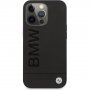 BMW Leather Hot Stamp kryt pre iPhone 14 Pro Max - čierny