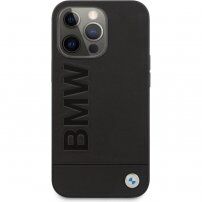 BMW Leather Hot Stamp kryt pre iPhone 14 Pro Max - čierny