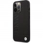 BMW Leather Hot Stamp kryt pre iPhone 14 Pro Max - čierny