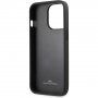 BMW Leather Hot Stamp kryt pre iPhone 14 Pro Max - čierny