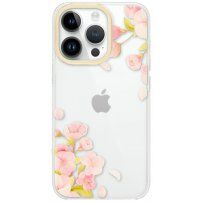 Transparentný kryt so vzorom kvetín pre iPhone 14 Pro Max - begónia