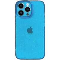 Transparentný kryt s trblietkami pre iPhone 14 Pro Max - modrý
