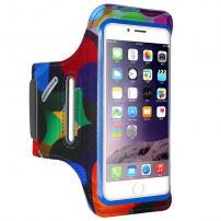 FLOVEME farebné športové puzdro na ruku pre iPhone SE (2020/2022) / 8 / 7 / 6S / 6 – modré