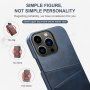 Kožený kryt s kapsou na karty pre iPhone 14 Pro Max - modrý