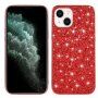 Ochranný kryt s flitrami pre iPhone 14 Plus - červený