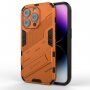 Odolný ochranný kryt so stojančekom pre iPhone 14 Pro - oranžový