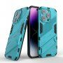 Odolný ochranný kryt so stojančekom pre iPhone 14 Pro - modrý