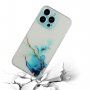 Transparentný kryt s mramorovým vzorom pre iPhone 14 Pro Max - modrý
