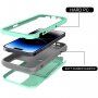 Odolný kryt s priestorom na karty a zrkadlom pre iPhone 14 Pro Max - mentolový