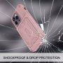 Odolný kryt s priestorom na karty a zrkadlom pre iPhone 14 Pro Max - ružový