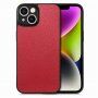 Trblietavý kryt z PU kože pre iPhone 14 - červený