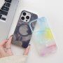 Priesvitný kryt so vzorom vodových farieb a MagSafe pre iPhone 12 / 12 Pro - oranžový