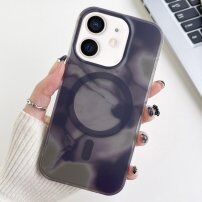 Priesvitný kryt so vzorom vodových farieb a MagSafe pre iPhone 12 / 12 Pro - sivý